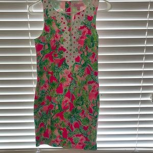 Lilly Pulitzer NWT Gabby Shift Dress in Raz Berry Catty Shack size 0 Pink Green